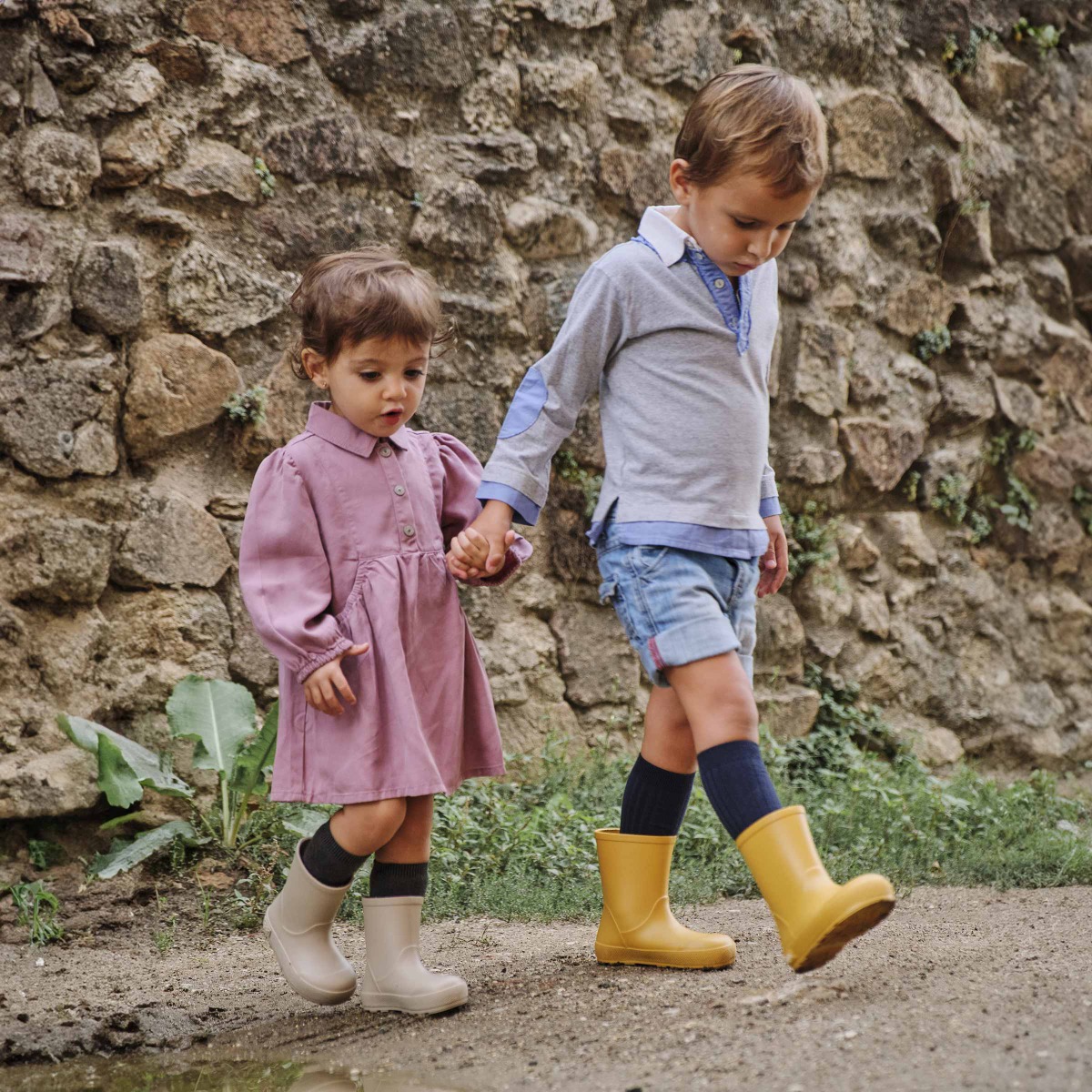 Galochas flexíveis para bebés e crianças pequenas Pisamonas