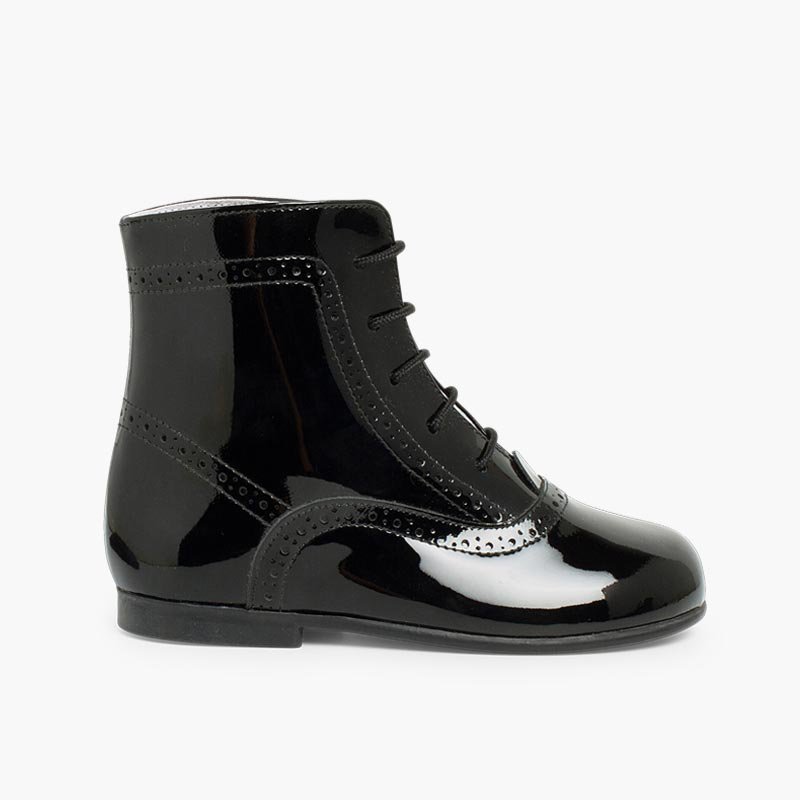 Botas Verniz Atacadores Preto