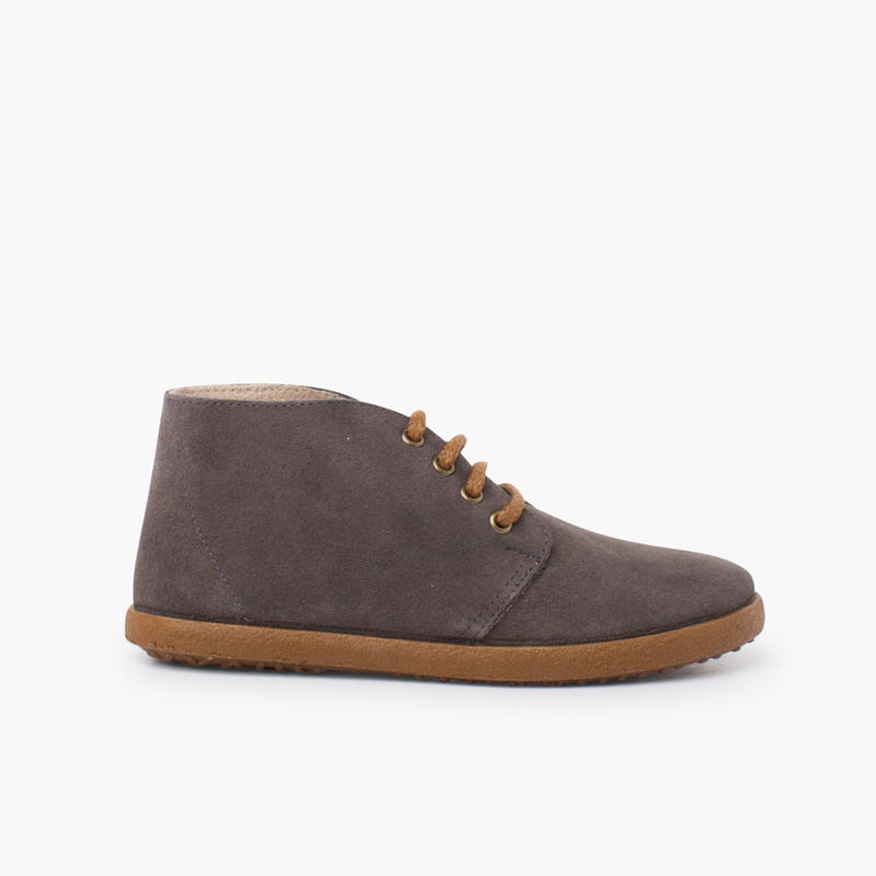 Botas camurça estilo safari contraste Cinzento