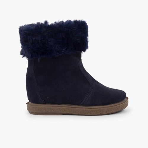 Botas Pelo Meio Cano com Fecho-éclair Azul Marinho