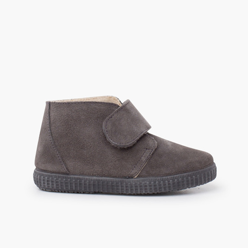 Botins tira larga aderente pelinho Cinzento