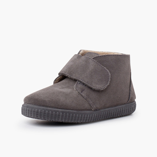 Botins tira larga aderente pelinho Cinzento