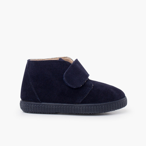 Botins tira larga aderente pelinho Azul Marinho