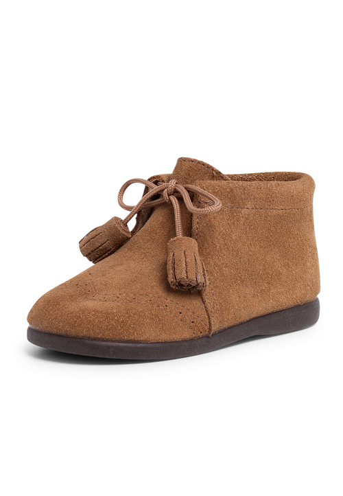 Botas Camurça com Picotado e Berloques Taupe
