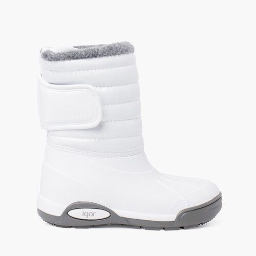 Botas de Neve Verniz Forro Pelo Fecho Ajustável Branco