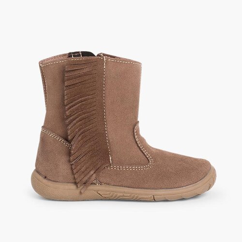 Botas Meninas Camurça com Franjas Taupe
