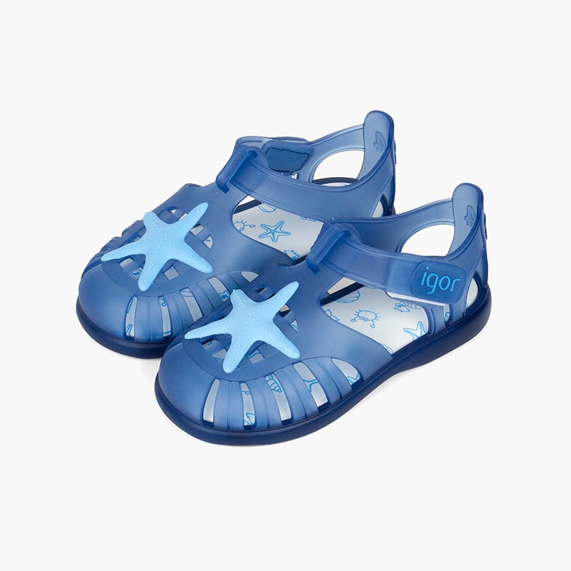 Sandálias de Borracha tiras aderentes com Estrela do Mar Azul Marinho