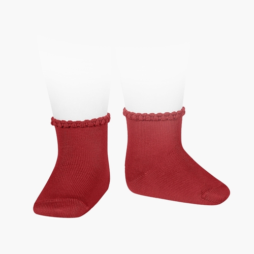 Meias Bebé Punho Trabalhado Vermelho