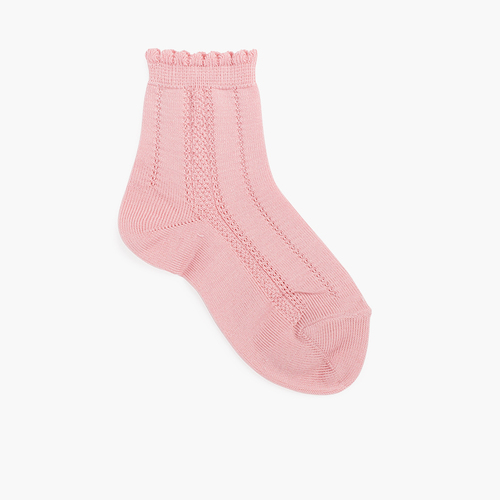 Meias Curtas Croché Rosa Pálido