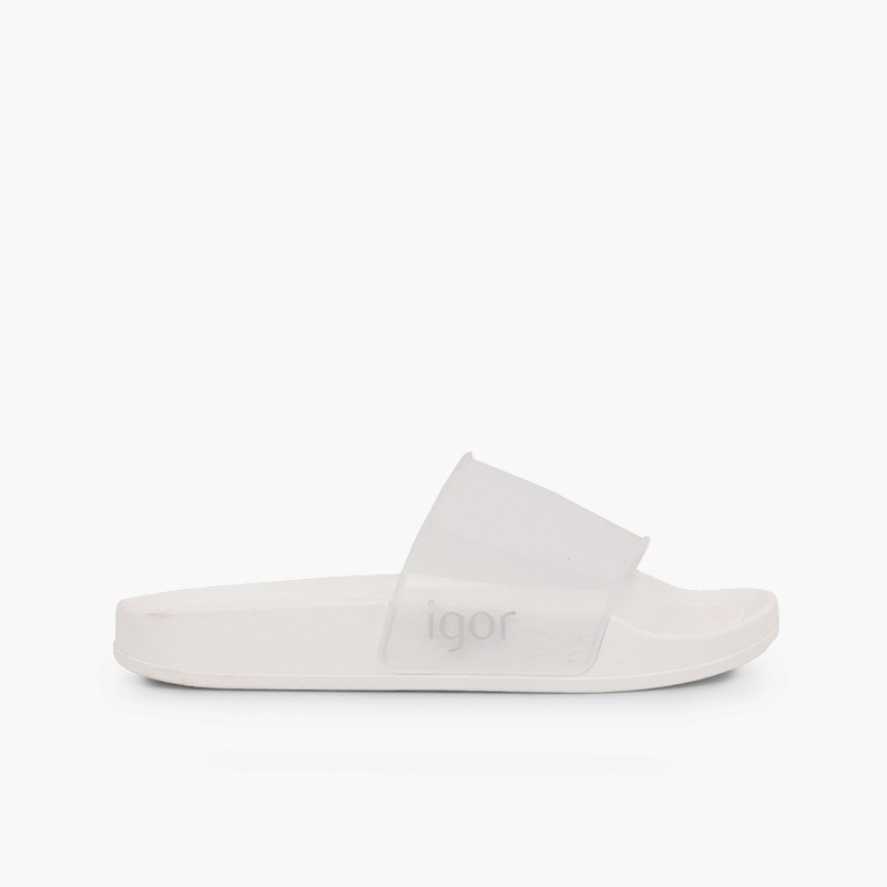 Chinelos de Borracha Menino Menina Beach Cristal Branco