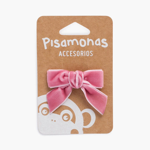 Elástico de cabelo com laço de veludo Rosa França