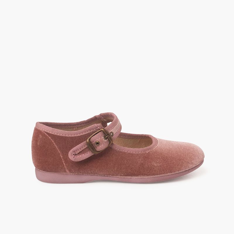 Sapatos Merceditas Veludo com Fivela