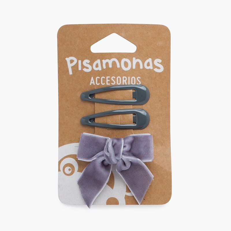 Pack ganchos clássicos e bico de pato com laço veludo