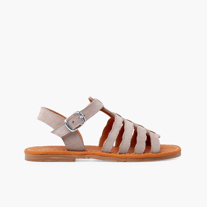Sandálias camurça tipo gladiador fivela