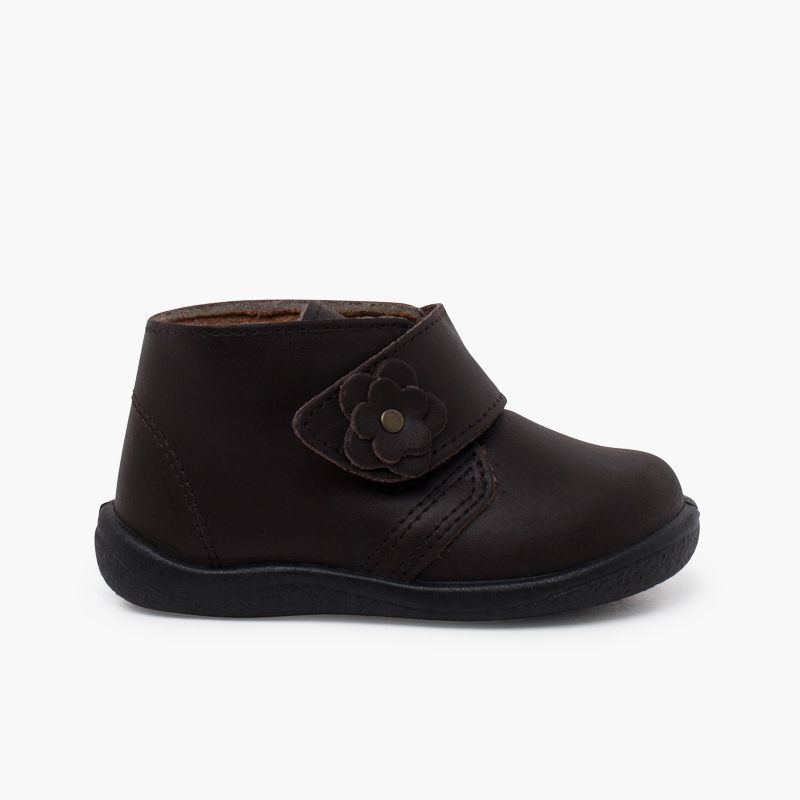Botas menina pele lavável flor