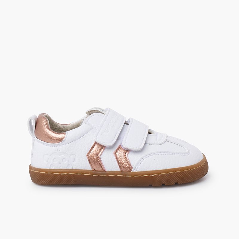Sapatilhas Barefoot riscas laterais metalizadas