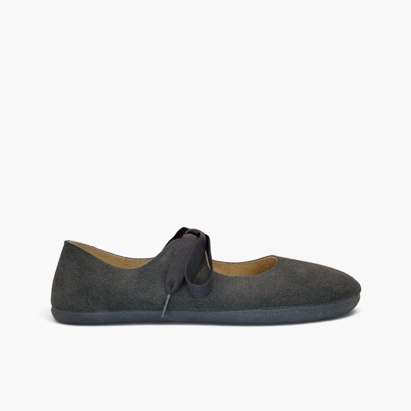 Merceditas barefoot camurça mulher laço gorgorão