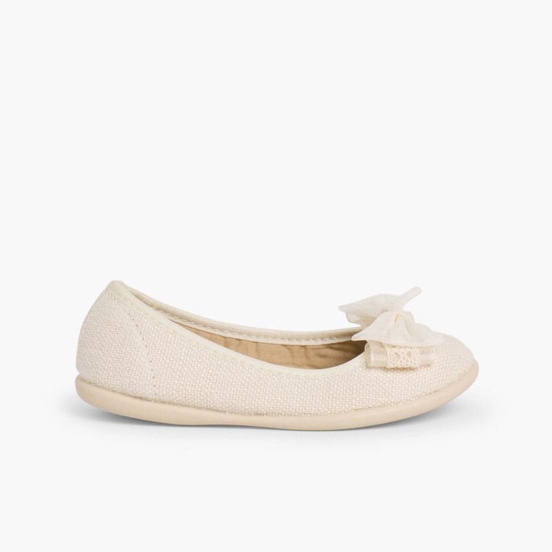 Sabrinas de Linho com Laço Largo de Tule