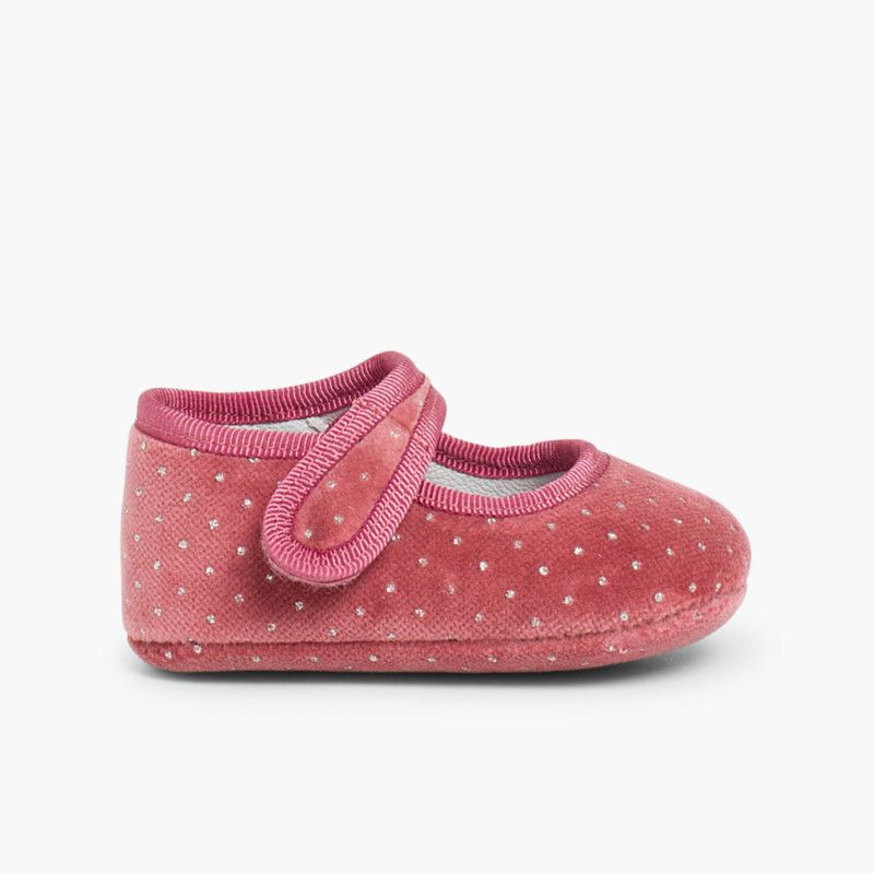 Sapatos Merceditas Bebé Veludo Brilhantes