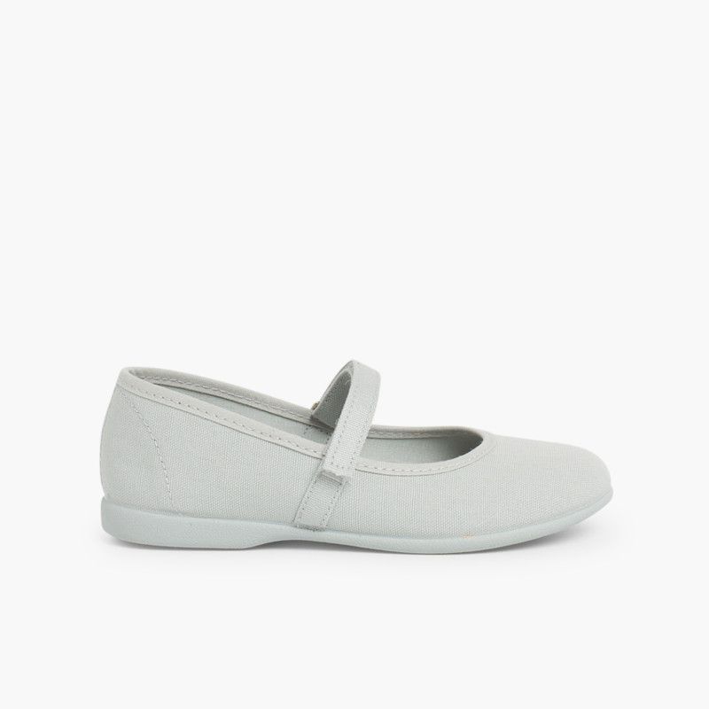 Sapatos Merceditas Tela com Tira Aderente Fina