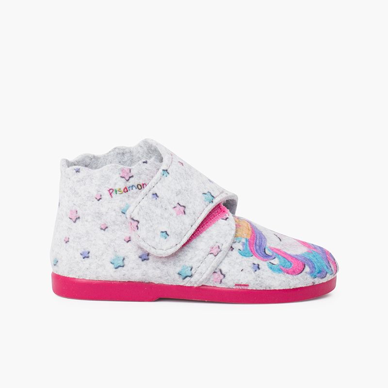 Pantufa bota feltro tira aderente