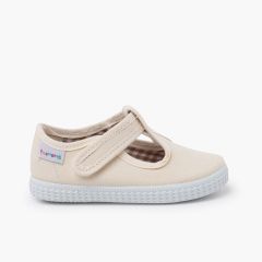 Sapato Pepito com tiras aderentes   sola ténis Cru