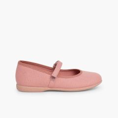 Sapatos Merceditas Tela com Tira Aderente Fina Maquilhagem