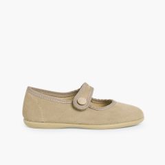Sapatos Merceditas Camurça tiras aderentes para Meninas Bege