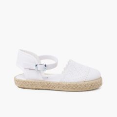 Alpargata Croché para Meninas com Fivela Branco
