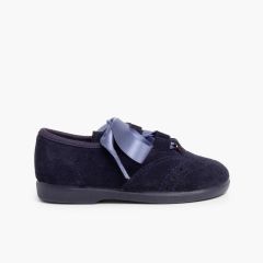 Sapatos estilo Inglês Crianças de Camurça Azul Marinho