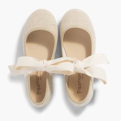 Sapatos Merceditas Linho com Laço Cru Linho
