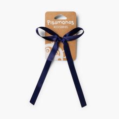 Elástico de Cabelo com Laço de Cetim Azul Marinho