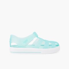 Sandálias de Borracha com tiras aderentes tipo Ténis Água-marinha