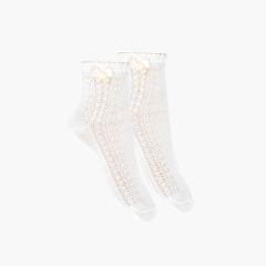 Meias de Festa Croché com Laço Branco