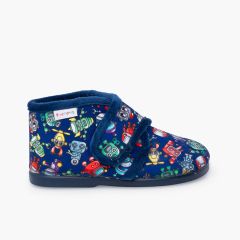 Pantufas Crianças Desenhos Azul-marinho robôs