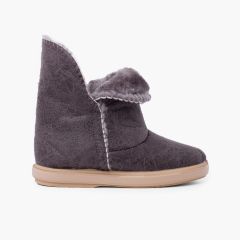 Botas Menina Estilo Australianas Abertura Lateral Cinzento