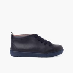 Sapatos Pele tipo Botins de Atacadores Azul Marinho