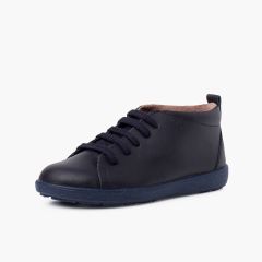 Sapatos Pele tipo Botins de Atacadores Azul Marinho
