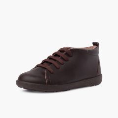 Sapatos Pele tipo Botins de Atacadores Castanho