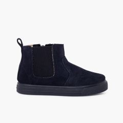 Botas sola grossa fecho-éclair e elástico crianças Azul Marinho