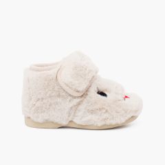 Pantufas coelhinho pelo suave Cru