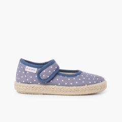 Merceditas sola alpercata bolinhas tira aderente Azul Jeans