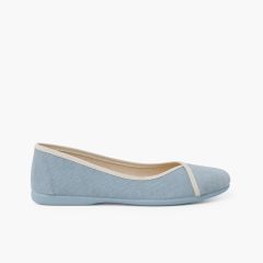 Sabrinas eco lona reciclada com debruado Céu azul