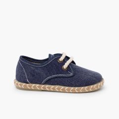 Blucher criança lona sola juta bicolor Azul Marinho