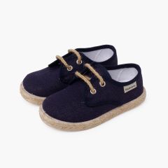 Bluchers linho atacadores e base juta Azul Marinho