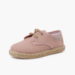 Bluchers linho atacadores e base juta Rosa Velho