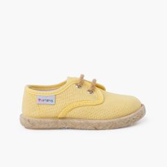 Bluchers linho atacadores e base juta Amarelo Pastel
