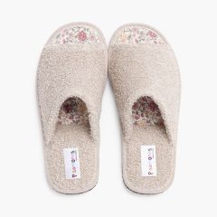 Chinelos de quarto toalha eco flores menina Bege