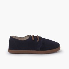 Sapatos atacadores camurça sola caramelo Azul Marinho