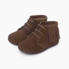 Botas franjas atacadores primeiros passos Taupe